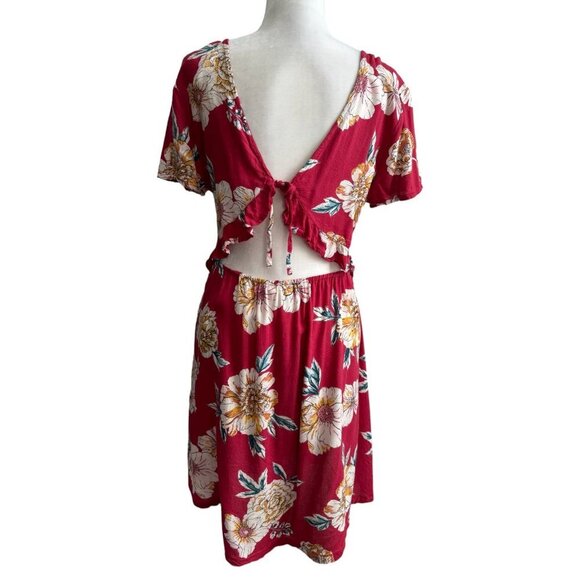 Roxy Dress Hello Cilento Short Sleeve Mini Back Cut-Out Boho Women's Size M - Picture 9 of 10